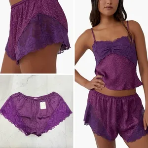 Free People Intimately ‘All Dressed Up’ Lace Trim Pajama Shorts Size XS thumbnail 2