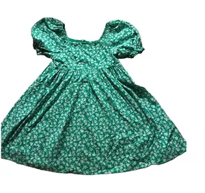 Easel Women’s Green Floral Empire Waist Midi Dress Puff Sleeve Cotton Large thumbnail 1