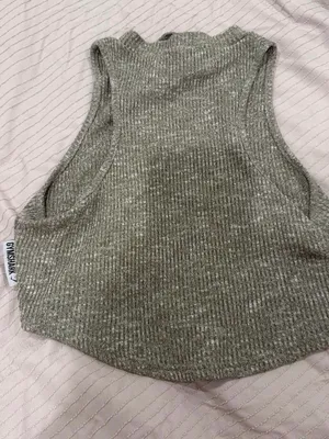 Gymshark Ribbed Cropped Tank Top - Heather Green size M thumbnail 3