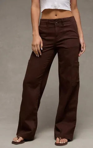 American Eagle Outfitters Brown Cargo Wide Leg Pants thumbnail 1