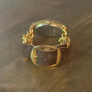 Vintage Lucerne gold tone chain and leather band watch thumbnail 9