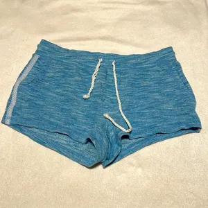 Aerie- Heather Blue Boho Cotton Shorts with Drawstring & Stripes- Size Medium thumbnail 3