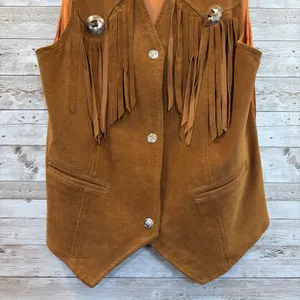 Vintage Cedars Womens M Vest Suede Fringe Leather Brown Western Cowboy Cowgirl thumbnail 3
