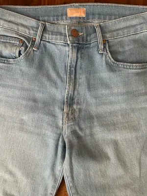 MOTHER Light Blue Insider Crop Step Fray Jeans thumbnail 5