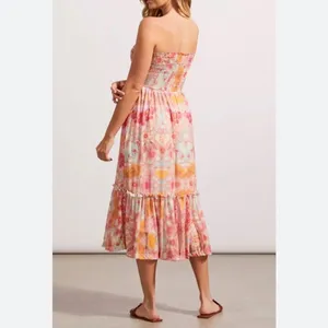Elegant Pink Floral Midi Dress thumbnail 3