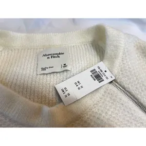 Abercrombie & Fitch Crewneck Knit Sweater | Zip Shoulder Cream NWT thumbnail 4