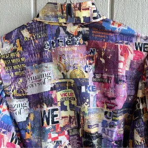 Printed Artworks Organic Cotton‎ Collage Flamee Purple Print Cropped Blouse XS thumbnail 8