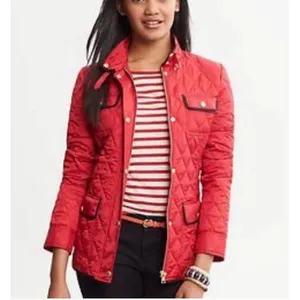 Banana Republic Red Quilted Jacket Womens S Preppy‎ Equestrian Old Money thumbnail 2