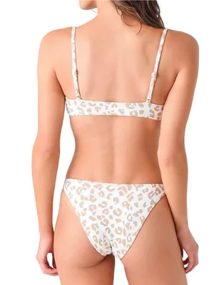 SOLID & STRIPED Women’s Size M Top S Bottom White Gold Leopard Print Bikini thumbnail 2