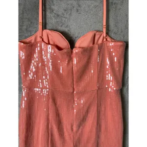 Hutch Coral Pink Sequin Notched Neck‎ Sleeveless Party Mini Dress Women's 10 thumbnail 5