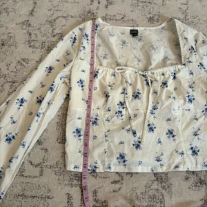 Wild Fable Long Sleeve Cotton Babydoll Top Medium Floral Milkmaid Prairie Beach thumbnail 5