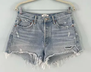 Agolde Parker Vintage Cut Off Light Wash Denim Jean Shorts thumbnail 1