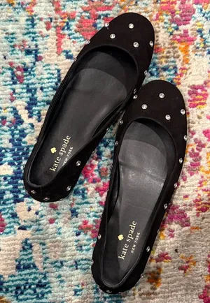 Kate Spade | ♠️ | Marlee Black Suede Flats with Sparkle Studs | Sz 8.5 thumbnail 1
