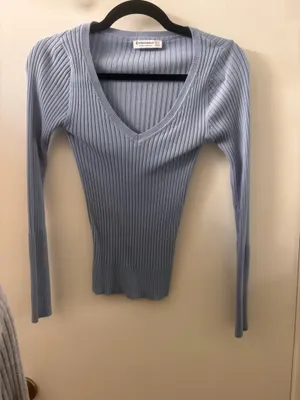 2 ribbed Long Sleeve Top Gray thumbnail 4
