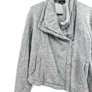 Gap‎ size Small zip up gray moto style jacket with pockets 100% cotton thumbnail 4
