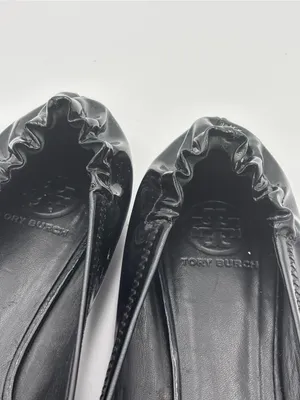 Tory Burch Black Patent‎ Leather Logo Ballet Flats Size 7.5/8 thumbnail 7