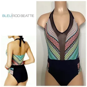 New. BLEU Rod Beattie plunge neck swimsuit. Retails $149. Size 10 thumbnail 2