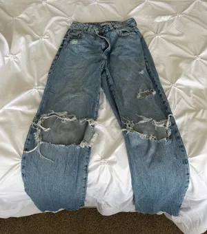 Garage Light Blue Distressed Straight-Leg Jeans thumbnail 1
