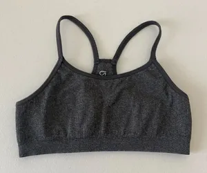 GAP fit women’s gray ribbed sports bra — medium‎ thumbnail 1
