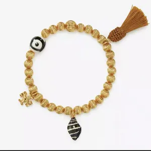 NWOT Tory Burch Gold Beaded Bracelet with Black and White Accents thumbnail 1
