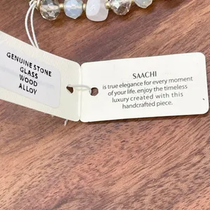 SAACHI Bracelet Set Stone Geode Crystal Beaded Stretch NWT Boho Stackable Artsy White thumbnail 6