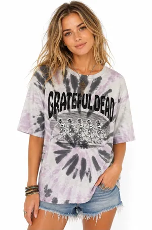 H&M Grateful Dead Dancing Skeletons Tie Dye Graphic Tee Small thumbnail 1
