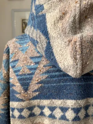 Vintage Braetan Southwestern Navajo Blanket Print Wool Blend Hooded Duffle Coat thumbnail 7