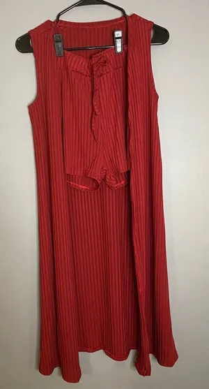 Boutique Wine Sleeveless Long Cardigan Shorts Pajama Lounge Set S NWOT thumbnail 1