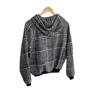 Lili Sidonio Molly‎ Bracken Women's Black & White Plaid Hoodie Dolman Size Small thumbnail 2