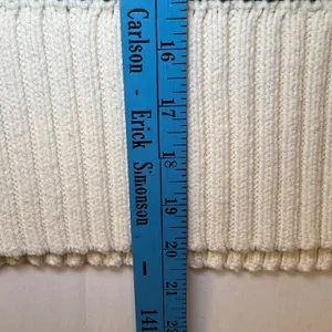 Madewell Womens Wide Ribbed Striped Turtleneck Sweater Small Ivory Green thumbnail 8