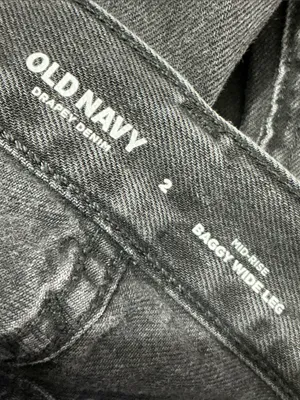 OLD NAVY Mid Rise Baggy Wide Leg Jeans 2 Black Wash EUC thumbnail 3