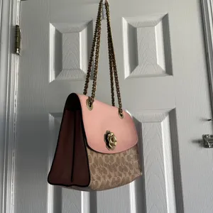 COACH Parker 30585 Pink C Logo Canvas Leather Shoulder Crossbody‎ Bag thumbnail 8