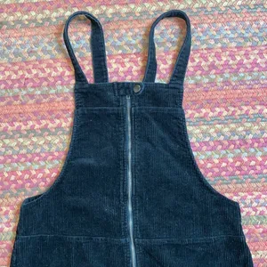 Black Corduroy Zip Front Overall Mini Dress thumbnail 2