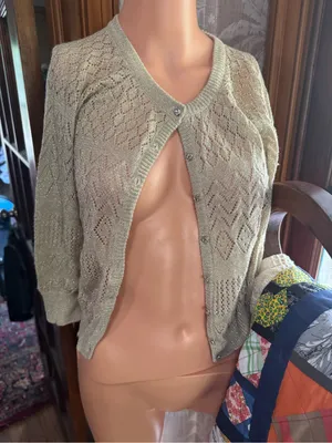 Vintage S Juniors Rampage Cardigan Metallic Gold Y2K Romantic Dianty Fairy Knit thumbnail 2