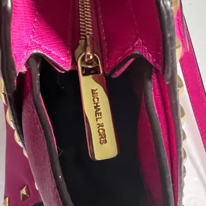 Michael Kors Selma Satchel Women Medium Magenta Pink Studded Saffiano Leather thumbnail 5