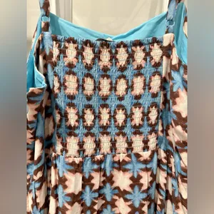 LOFT Geo Print Mini Dress Boho Indie Coastal Summer Size 6 Blue Spaghetti Strap thumbnail 12
