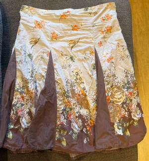 Brown and tan floral pleated midi skirt thumbnail 2