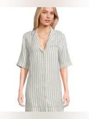FAHERTY Paradise Point Stripe Linen Shirtdress. Size Medium. NWOT thumbnail 2