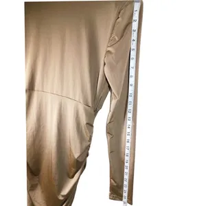 SHEIN BAE Long Sleeve Ruched Deep‎ V Midi Dress – Size L – Tan/Khaki thumbnail 7