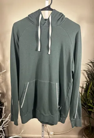 S361. Gymshark Women's Hooded Sweatshirt in Dark Green- fits up to large thumbnail 1