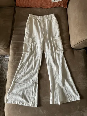 White Linen Cargo Pants thumbnail 4