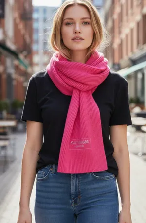 NWT Kurt Geiger London Crystal Logo Scarf One Size, FUCHSIA thumbnail 1