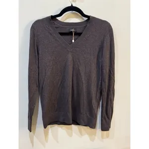 Quince lightweight V-neck sweater Brown Size Small Mocha Heather thumbnail 3