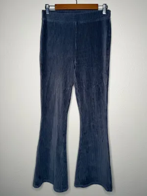 Aerie Groove-On Velour High Waisted Flare Pant Fresh Bright Blue Bell Bottom thumbnail 2