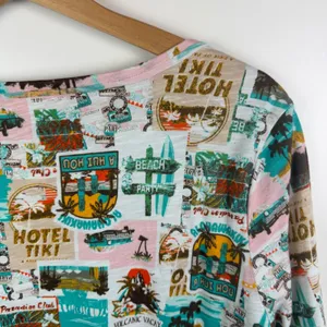 NEW Cato Tropical Graphic Scoop Neck Tee XL Tiki Vacation Resort Colorful Beachy thumbnail 3