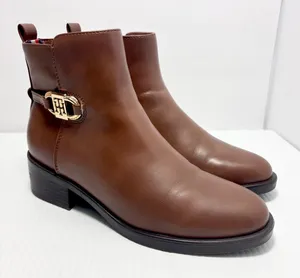 Tommy Hilfiger‎ Womens Imiera Faux Leather Ankle Booties Brown Size 7.5 thumbnail 1
