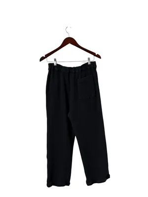 FREE PEOPLE Like A Cloud Waffle Cotton Knit Black High Waist Pants Trousers thumbnail 5