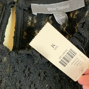 Anthropologie Blue Tassel Nancy Black Embroidered Top thumbnail 5
