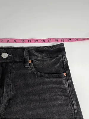 American Eagle Y2K Grunge Black Denim‎ Cutoff Shorts Distressed Raw Hem Womens 4 thumbnail 4