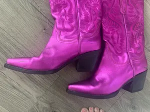 Jeffrey Campbell Dagget Pink Metallic Boots thumbnail 4